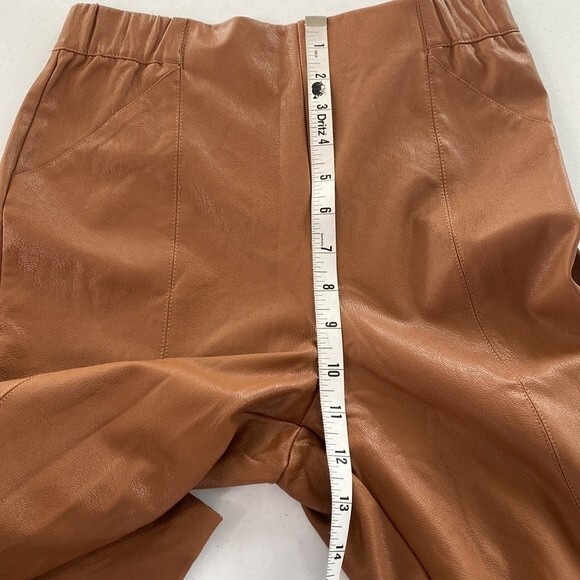 Lulus Camel Way To Cool Vegan Leather High-Waist Legging Zip Hem Stretch Pull-On - Picture 13 of 16